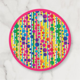 [Beatnik belletjes] Retro Polka Dot Striped roze Bedankjes Labels