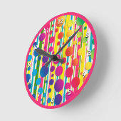 [Beatnik belletjes] Retro Polka Dot Striped roze Ronde Klok (Hoek)