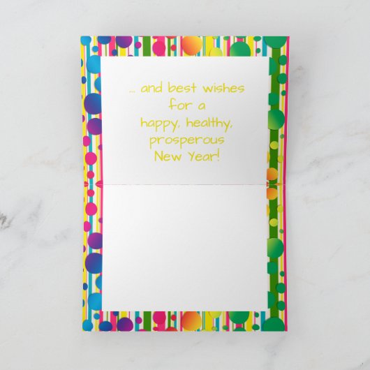 [Beatnik belletjes] Retro Polka Dot striped Yellow Feestdagen Kaart (Binnen)