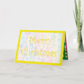 [Beatnik belletjes] Retro Polka Dot striped Yellow Feestdagen Kaart (Voorkant)