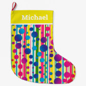 [Beatnik belletjes] Retro Polka Dot striped Yellow Grote Kerstsok (Voorkant)