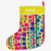 [Beatnik belletjes] Retro Polka Dot striped Yellow Grote Kerstsok (Achterkant)