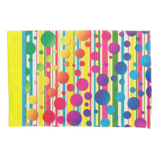 [Beatnik belletjes] Retro Polka Dot striped Yellow Kussensloop (Voorkant-Links)