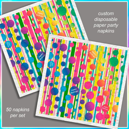 [Beatnik Bubbles] Retro Polka Dot Gestreept papier Servet