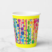 [Beatnik Bubbles] Retro Polka Dot Stripe - Geel Papieren Bekers (Achterkant)