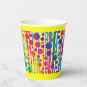 [Beatnik Bubbles] Retro Polka Dot Stripe - Geel Papieren Bekers (Links)