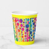 [Beatnik Bubbles] Retro Polka Dot Stripe - Geel Papieren Bekers (Rechts)