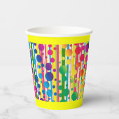 [Beatnik Bubbles] Retro Polka Dot Stripe - Geel Papieren Bekers (Voorkant)