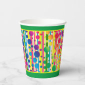 [Beatnik Bubbles] Retro Polka Dot Stripe - Groen Papieren Bekers (Achterkant)
