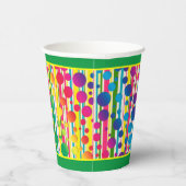 [Beatnik Bubbles] Retro Polka Dot Stripe - Groen Papieren Bekers (Rechts)