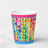 [Beatnik Bubbles] Retro Polka Dot Stripe Two Tone Papieren Bekers (Voorkant)