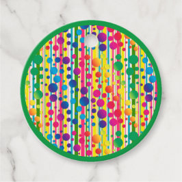 [Beatnik Bubbles] Retro Polka Dot Striped Green Bedankjes Labels