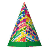 [Beatnik Bubbles] Retro Polka Dot Striped Green Feesthoedjes (Achterkant)