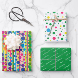 [Beatnik Bubbles] Retro Polka Dot Striped Green Inpakpapier Vel