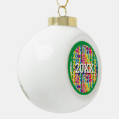 [Beatnik Bubbles] Retro Polka Dot Striped Green Keramische Bal Ornament (Links)