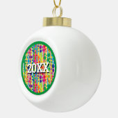 [Beatnik Bubbles] Retro Polka Dot Striped Green Keramische Bal Ornament (Rechts)