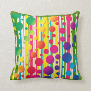 [Beatnik Bubbles] Retro Polka Dot Striped Green Kussen