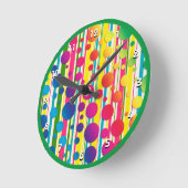 [Beatnik Bubbles] Retro Polka Dot Striped Green Ronde Klok (Hoek)