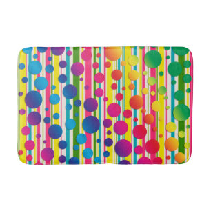 [Beatnik Bubbles] Retro Polka Dot Striped Rainbow Badmat