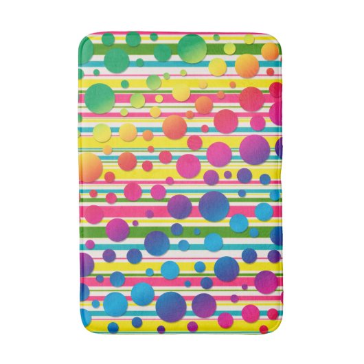 [Beatnik Bubbles] Retro Polka Dot Striped Rainbow Badmat (Voorkant Verticaal)