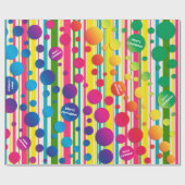 [Beatnik Bubbles] Retro Polka Dot Striped Rainbow Cadeaupapier (Vlak)