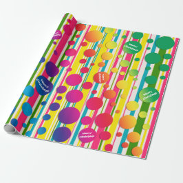 [Beatnik Bubbles] Retro Polka Dot Striped Rainbow Cadeaupapier
