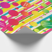 [Beatnik Bubbles] Retro Polka Dot Striped Rainbow Cadeaupapier (Hoek)