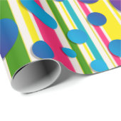 [Beatnik Bubbles] Retro Polka Dot Striped Rainbow Cadeaupapier (Rol Hoek)
