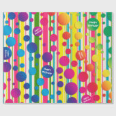 [Beatnik Bubbles] Retro Polka Dot Striped Rainbow Cadeaupapier (Vlak)