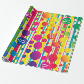 [Beatnik Bubbles] Retro Polka Dot Striped Rainbow Cadeaupapier (Uitgerold)