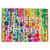 [Beatnik Bubbles] Retro Polka Dot Striped Rainbow Groot Cadeauzakje (Achterkant)