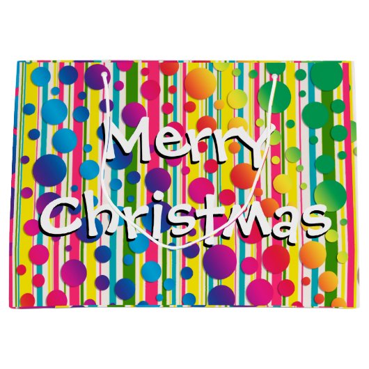 [Beatnik Bubbles] Retro Polka Dot Striped Rainbow Groot Cadeauzakje (Voorkant)