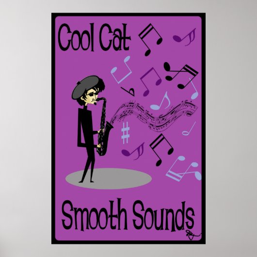 Beatnik Jazz Saxophone Player Poster (Voorkant)