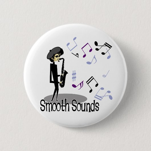 Beatnik Jazz Saxophone Player Ronde Button 5,7 Cm (Voorkant)