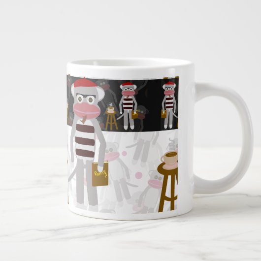 Beatnik Monkey Pattern Fun Character Cartoon Grote Koffiekop (Rechts)