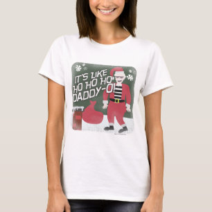 Beatnik Santa Holiday Karakter Kerstmis Cartoon T-shirt