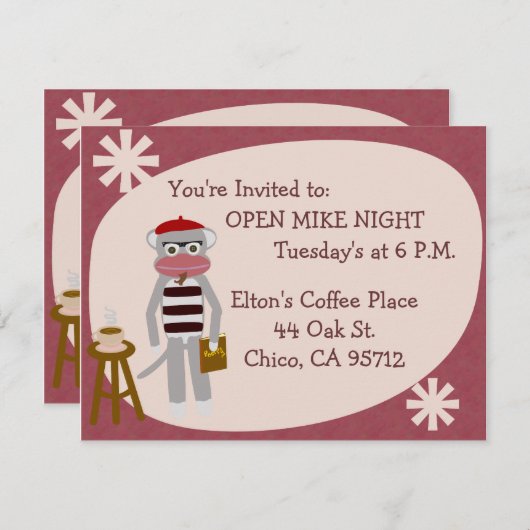 Beatnik Sock Aap Fun Fifties Poet Art Kaart (Voorkant / Achterkant)