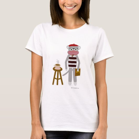 Beatnik Sock Monkey Funny Retro Cartoon T-shirt (Voorkant)