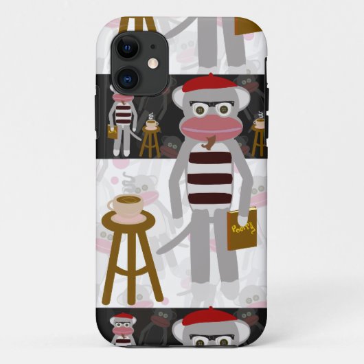 Beatnik Sock Monkey Striped Pattern Art Case-Mate iPhone Case (Achterkant)