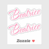 Beatrice Decoratieve Naam in Roze x2 Sticker (Vel)