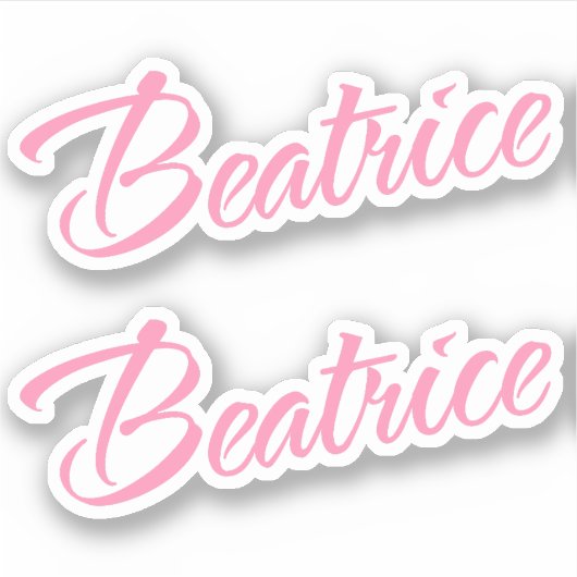 Beatrice Decoratieve Naam in Roze x2 Sticker (Voorkant)