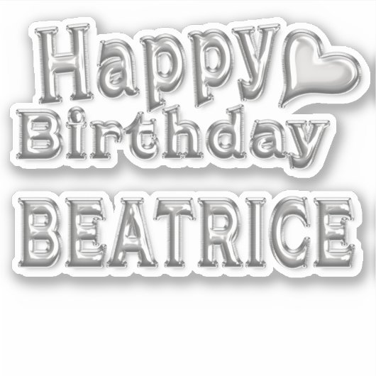 Beatrice Happy Birthday silver Aufkleber Sticker (Voorkant)