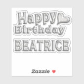 Beatrice Happy Birthday silver Aufkleber Sticker (Vel)