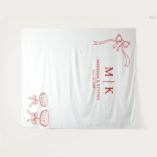 Beatrice Ribbon Red Wedding Wandkleed (Voorkant (horizontaal))