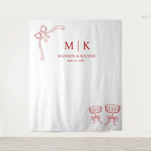 Beatrice Ribbon Red Wedding Wandkleed (Voorkant)