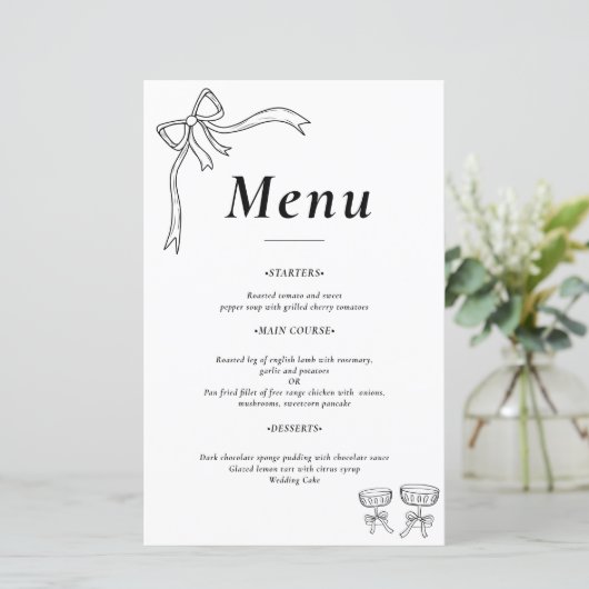 Beatrice Ribbon  Wedding Menus (Staand voorkant)