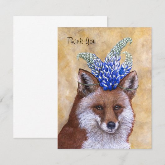 Beatrice the Fox bedankt je platte kaart (Voorkant / Achterkant)