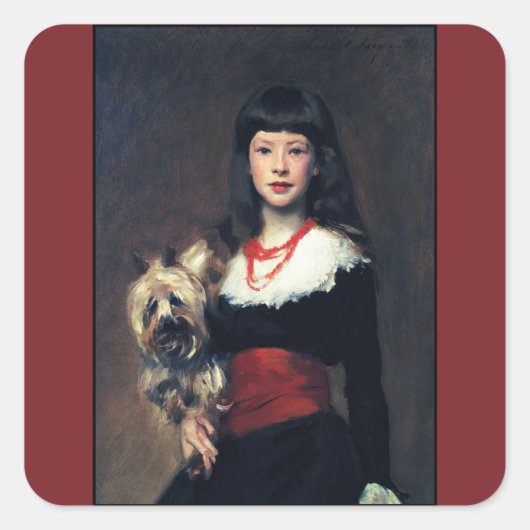 Beatrice Townsend w/Dog 1882 ~ Realisme Vierkante Sticker (Voorkant)