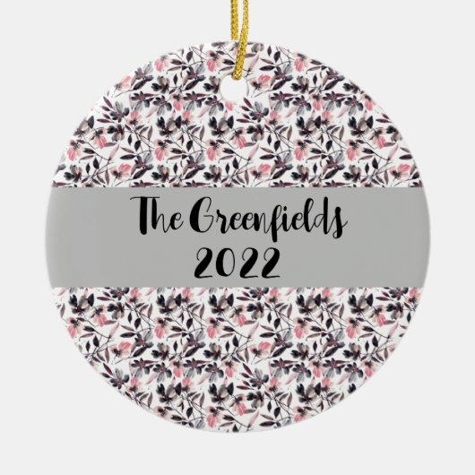 Beatrice Waterverf Floral Custom Holiday Ceramic Keramisch Ornament (Voorkant)