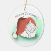 Beatrix Grey Cartoon Cat Snoozing in Santa Hat Keramisch Ornament (Links)